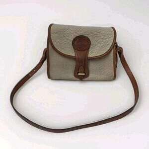 Vintage Dooney & Bourke Cream Essex Purse Tan Trim All Weather Leather AWL